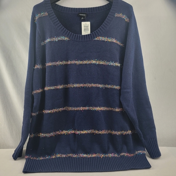 NWT Torrid tinsel stripe holiday sweater in size 3 (3XL) - Picture 4 of 7